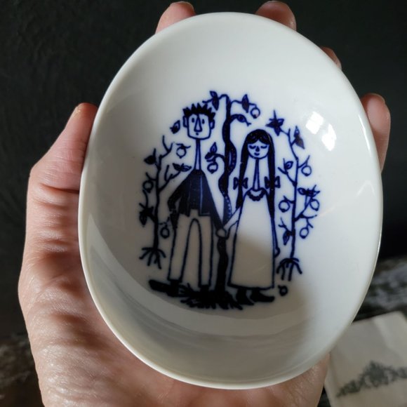 Porsgrund Norway Porcelain Cobalt Blue Old Story Snack Dishes, Trinket Dishes - Picture 2 of 7